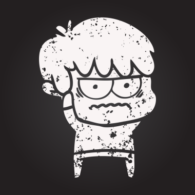 Karatahta tebeşiri bir insan tarafından çizilmiş çizgi film çocuğu.