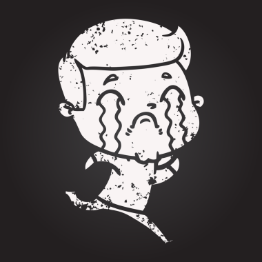 Karatahta tebeşirci bir insan tarafından çizilmiş ağlayan adam.