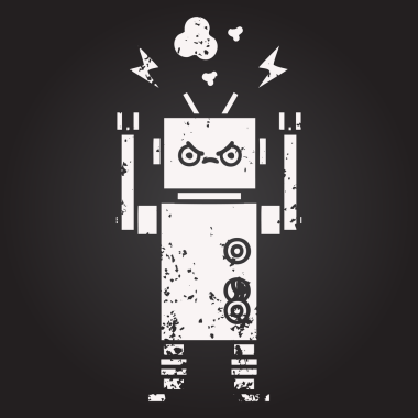 Bir insan tarafından çizilmiş bir robotun karikatürü.