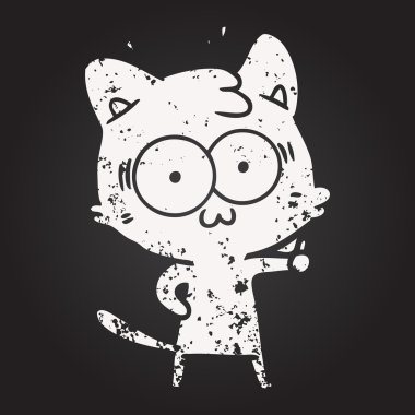 Karatahta karikatür bir insan tarafından çizilmiş sürpriz kedi