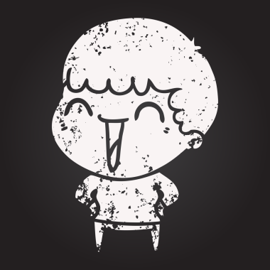 Karatahta tebeşir çizgi filmi bir insan tarafından çizilmiş mutlu adam