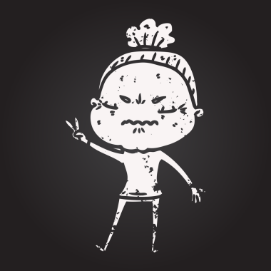 Tahta tebeşir karikatürü bir insan tarafından çizilmiş yaşlı bir kadın tarafından rahatsız edildi.