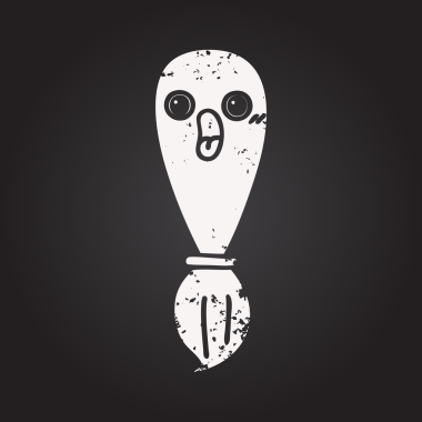 Bir insan tarafından çizilmiş bir boya fırçasının karikatürü.