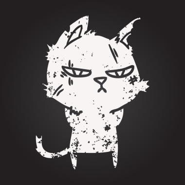 Tahta tebeşir sert çizgi film kedisi Bir insan tarafından çizilmiş