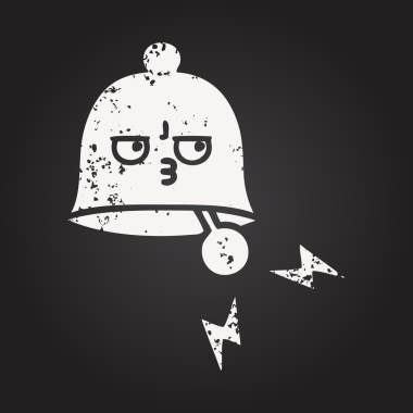 Tahta tebeşir, bir insan tarafından çizilmiş zil karikatürü.