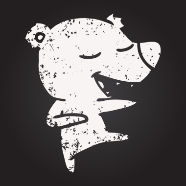 Bir insan tarafından çizilmiş kara tahta çizgi film ayısı.