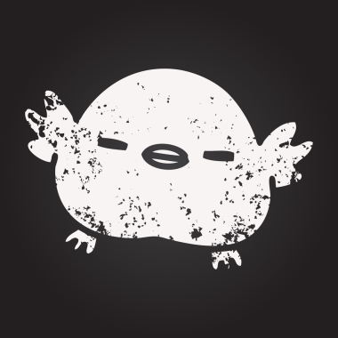 Bir insan tarafından çizilmiş şirin bir kuşun karatahta karalaması