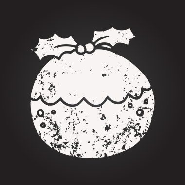 Bir insan tarafından çizilmiş karatahta karikatür noel pudingi.