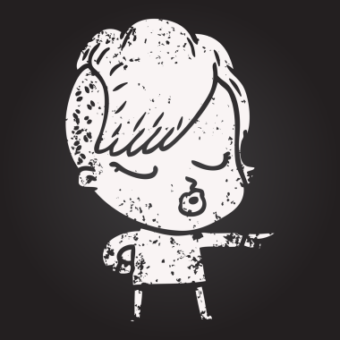 Tahta tebeşir karikatürü. Bir insan tarafından çizilmiş güzel hippi kız.