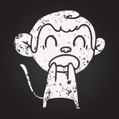 Karatahta tebeşirle bağıran maymun insan tarafından çizilmiş.