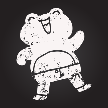 Karatahta tebeşiri bir insan tarafından çizilmiş komik kurbağa çizimi.