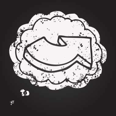 Tahta tebeşirle çizilmiş düşünce balonu çizgi filmi bir insan tarafından çizilmiş oku işaret ediyor.