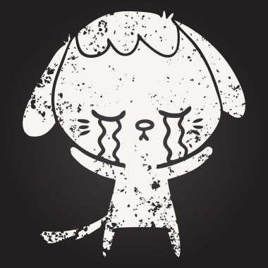 Kara tahta tebeşir şirin köpek yavrusu bir insan tarafından çizilmiş ağlayan çizgi film.