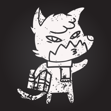 Kara tahta tebeşir. Bir insan tarafından çizilmiş akıllı çizgi film tilkisi.