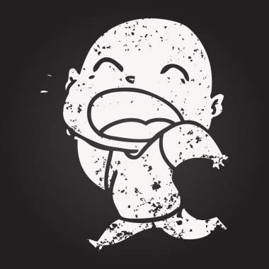 Tahta tebeşir karikatürü bir insan tarafından çizilmiş kel adam diye bağırıyor.