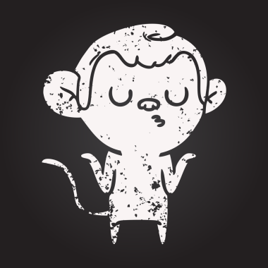 Bir insan tarafından çizilmiş kara tahta tebeşir çizgi film maymunu