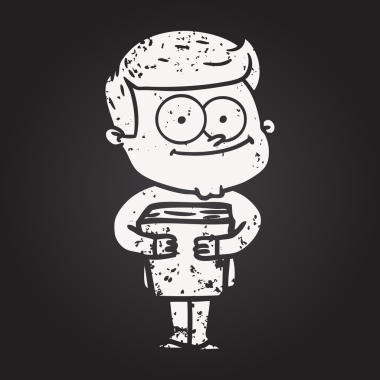 Karatahta tebeşir çizgi filmi bir insan tarafından çizilmiş mutlu adam