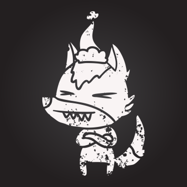 Karatahta tebeşirle kızgın kurt eli bir insan tarafından çizilmiş Noel Baba şapkası.