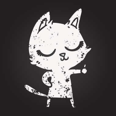 blackboard chalk calm cartoon cat drawn by a human