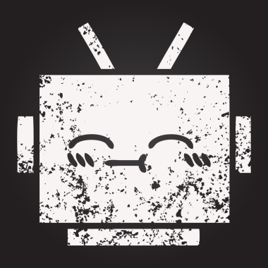 Bir insan tarafından çizilmiş robot kafasının karikatürü.