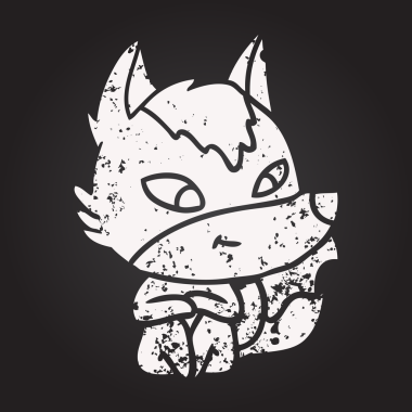 Bir insan tarafından çizilmiş kara tahta dostu çizgi film kurdu.