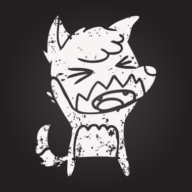 blackboard chalk angry cartoon fox drawn by a human