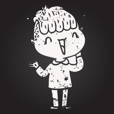 Karatahta tebeşir çizgi filmi mutlu çocuk bir insan tarafından çizildi