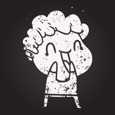 Karatahta tebeşir çizgi filmi bir insan tarafından çizilmiş mutlu adam