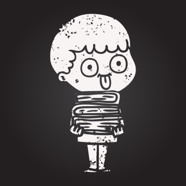 Bir insan tarafından çizilmiş kara tahta tebeşir karikatür adam.