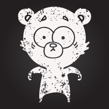 Karatahta tebeşirle bir insan tarafından çizilmiş ayı karikatürü