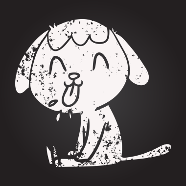 Bir insan tarafından çizilmiş kara tahta tebeşirle çizilmiş şirin bir köpek.