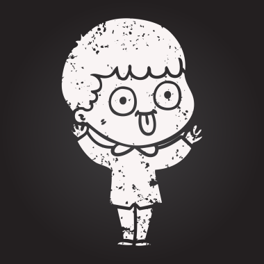 Bir insan tarafından çizilmiş kara tahta tebeşir karikatür adam.