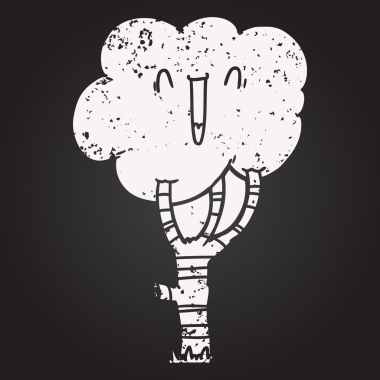 Bir insan tarafından çizilmiş kara tahta tebeşir gülen ağaç.