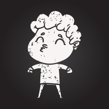 Kara tahta tebeşir karikatür adam somurtuyor bir insan tarafından