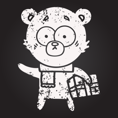 Karatahta tebeşir gergin noel ayısı bir insan tarafından çizilmiş çizgi film