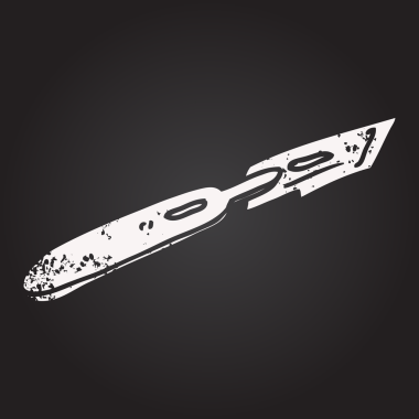 Siyah beyaz tebeşir. Bir insan tarafından çizilmiş karikatür cerrahı bıçağı.