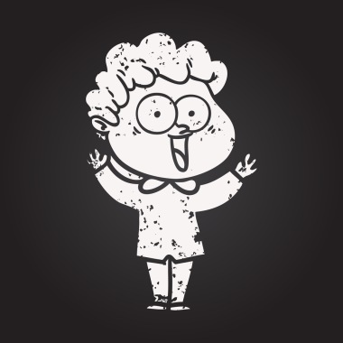 Karatahta tebeşir çizgi filmi bir insan tarafından çizilmiş mutlu adam