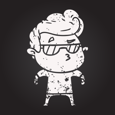 Karatahta tebeşir karikatürü bir insan tarafından çizilmiş havalı adam