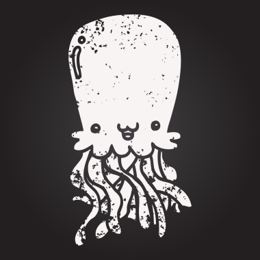 Bir insan tarafından çizilmiş kara tahta ahtapot karikatürü.