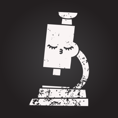 Bir insan tarafından çizilmiş bir mikroskop karikatürü.