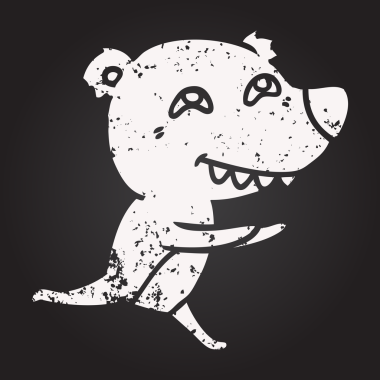 Bir insan tarafından çizilmiş kara tahta çizgi film ayısı.