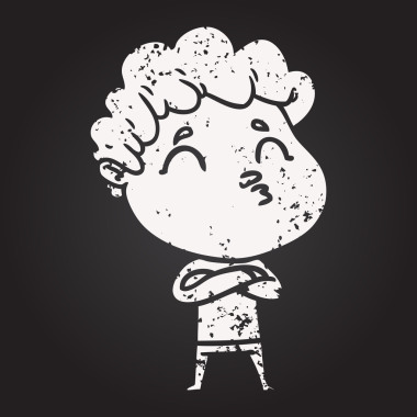 Kara tahta tebeşir karikatür adam somurtuyor bir insan tarafından