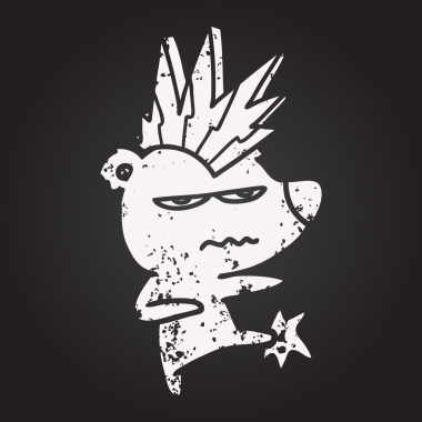 Kara tahta tebeşir kızgın punk ayı çizgi filmi bir insan tarafından çizilmiş.