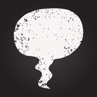 Bir insan tarafından çizilmiş kara tahta karikatür konuşma balonu