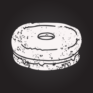 Bir insan tarafından çizilmiş karatahta çizgi film bisküvisi.