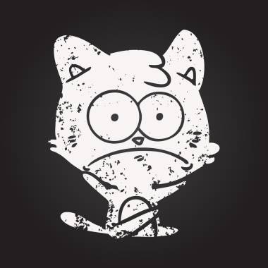 Bir insan tarafından çizilmiş karatahta karikatür gergin kedi