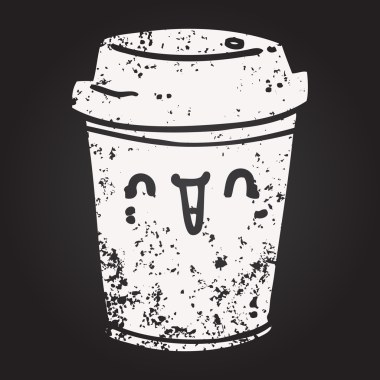 Tahta tebeşir çizgi filmi bir insan tarafından çizilmiş kahveyi dışarı çıkarır.