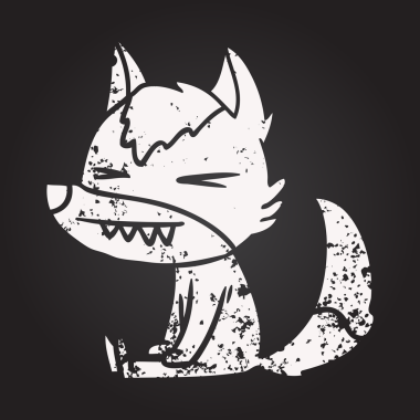 Bir insan tarafından çizilmiş karatahta kızgın kurt çizgi filmi.