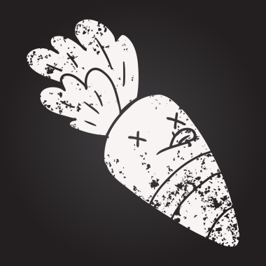 Tahta tebeşir, insan tarafından çizilmiş ölü havuç.