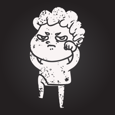 Bir insan tarafından çizilmiş karatahta karikatür kızgın adam